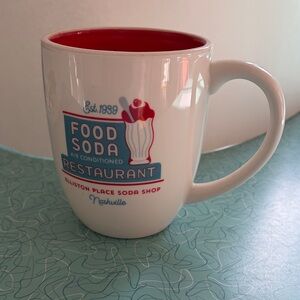 White and Red Coffee Mug from Elliston Place